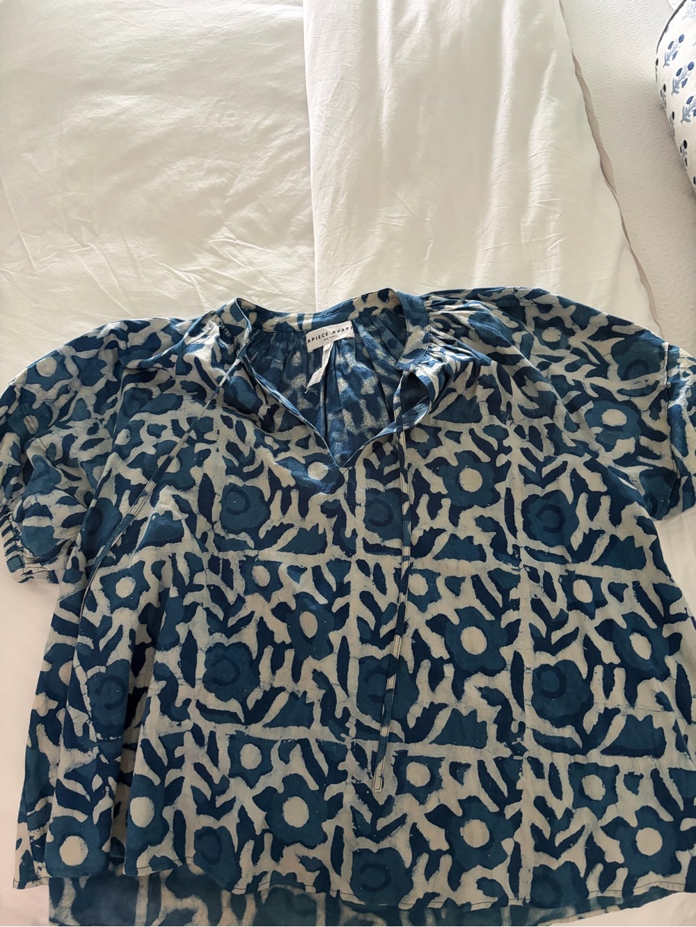 Apiece Apart Blue Floral Patterned Blouse